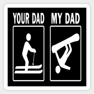 Your Dad vs My Dad Funny Skiing Snowboard Fathers Day Gift Magnet